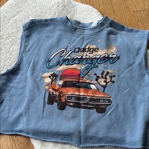Dodge Charger Graphic Sleeveless Sweater - Blue